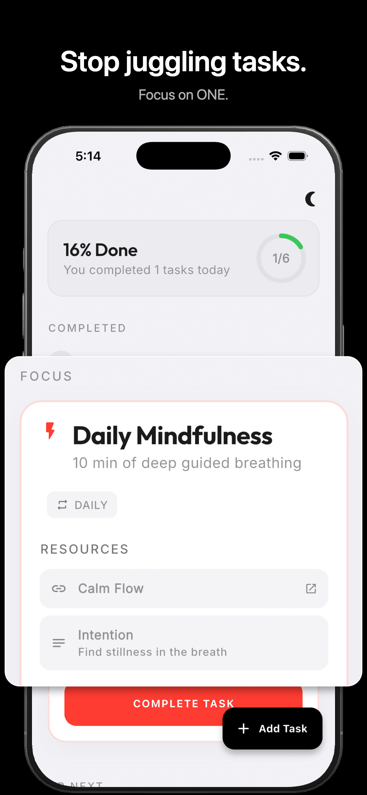 Unlck focused task view